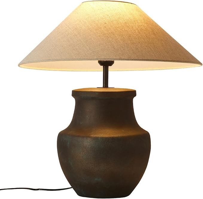 CEKUXPS Black Farmhouse Table Lamps Southwestern Ceramic Lamp Creative Dark Terra Cotta Tapered F... | Amazon (US)