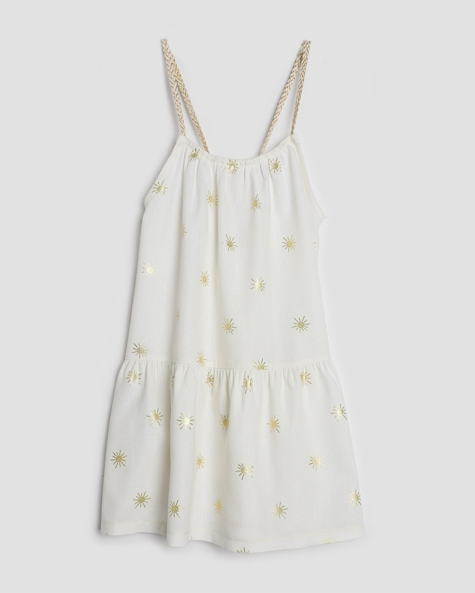 Vestido infantil sol alças trançadas 4-10A off-white | Pool by Riachuelo | Riachuelo (BR)