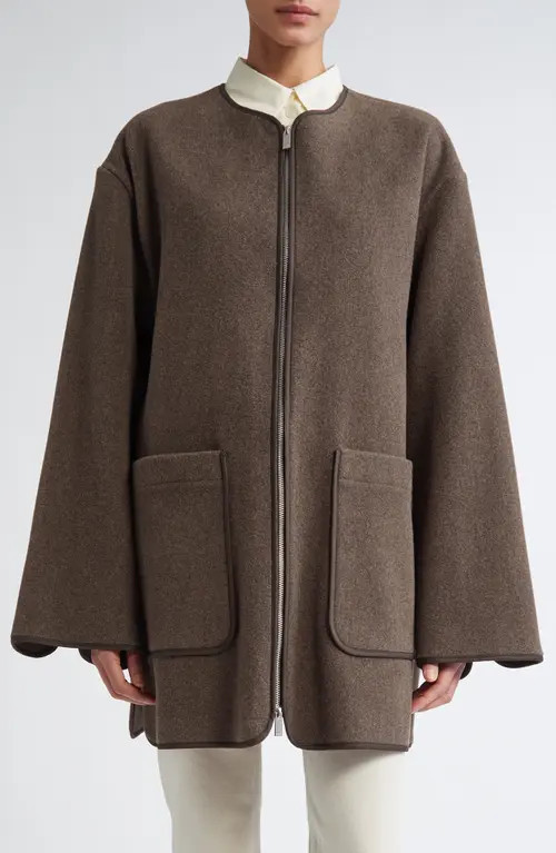 TOTEME Wool Blend Felt Jacket in Oak Melange at Nordstrom, Size 0 Us | Nordstrom