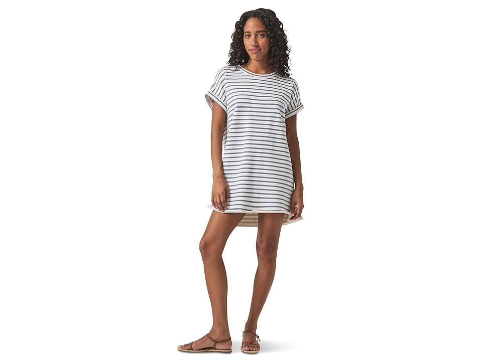 Splendid Cassie Terry Striped Dress Women's Dress White/Seaport : LG (Women's 10-12), Cotton | Zappos