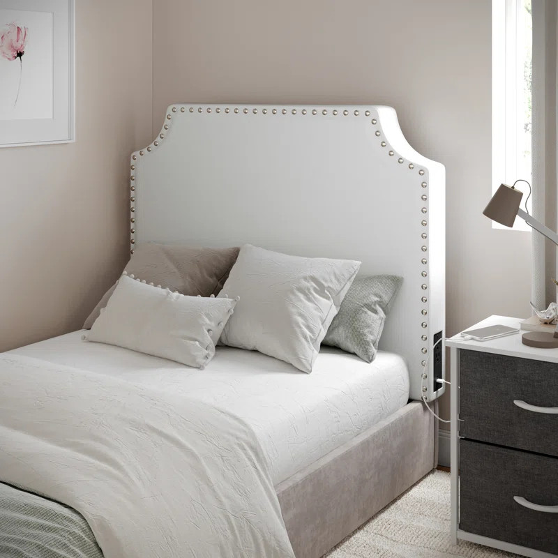 Contoured Headboard With 2 Power Outlets, 1 USB And 1 USB-C Port | Wayfair North America