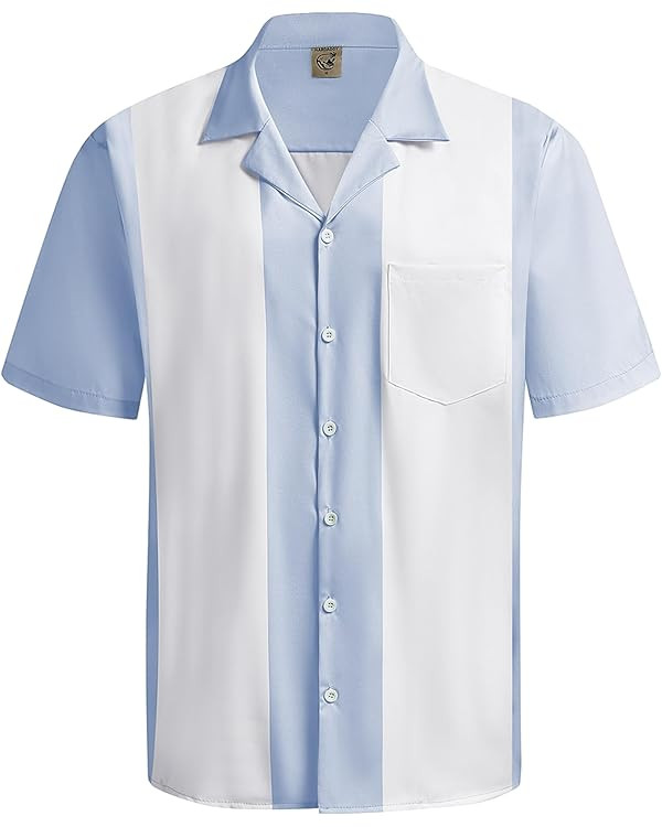 Hardaddy Men's Camp Collar Retro Vintage Bowling Button Down Shirt with Pocket Casual Short Sleev... | Amazon (US)
