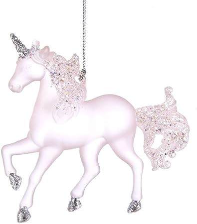 Matte Pink Unicorn with Glitter Christmas Tree Ornament T2558 | Amazon (US)