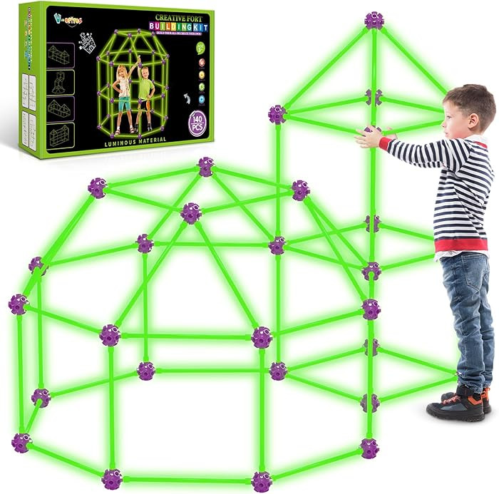V-Opitos 140 Pack Glow in The Dart Fort Building Kits for Kids Age 4, 5, 6, 7, 8+ Years Old, STEM... | Amazon (US)