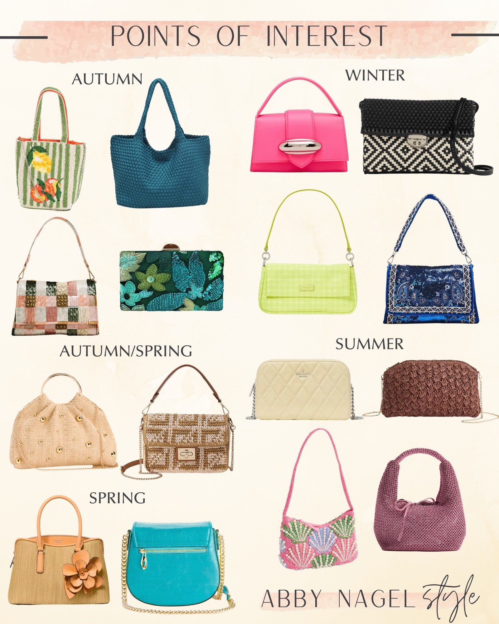 Add a bag with some built in interest. Color, texture, details…
Automatically elevate your outfit!