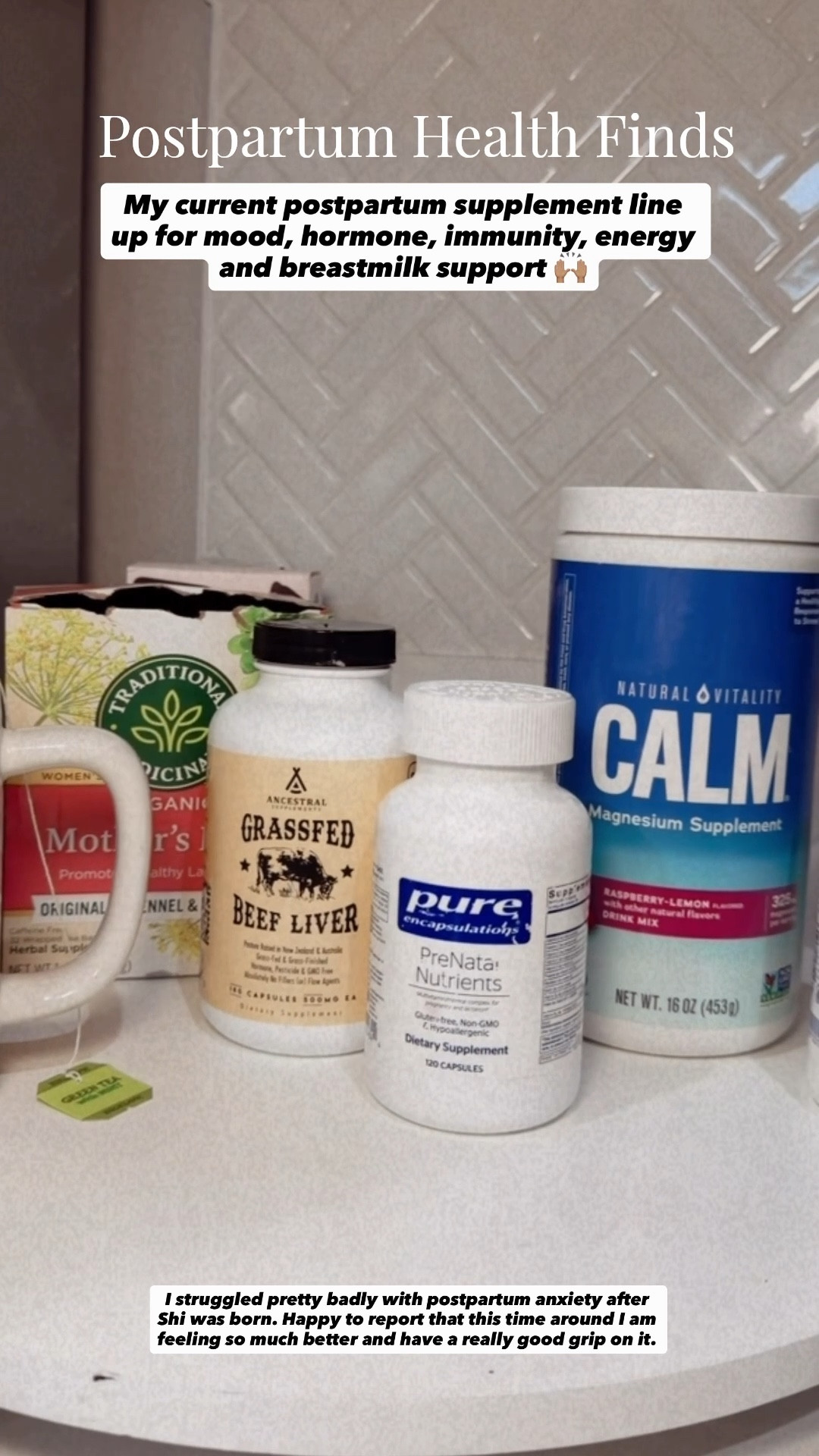 Postpartum health and wellness supplements i am currently taking. 

#LTKmorningroutine #LTKmomlife #LTKBaby