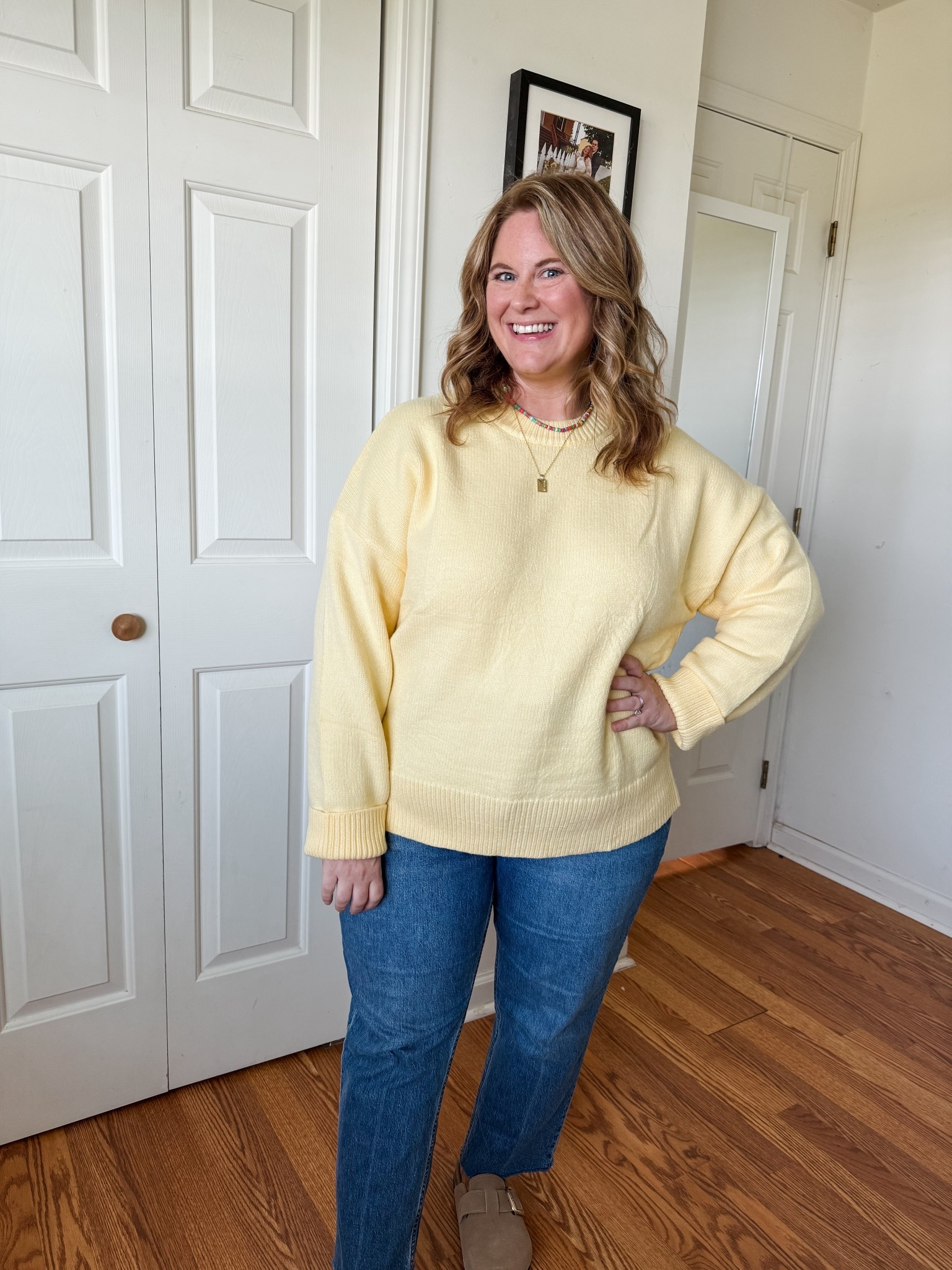 Wearing a large in my butter yellow sweater (so soft! 15% cashmere), 33 short in my jeans.  Sweater on sale for Prime Day!

#LTKSaleAlert #LTKMidsize #LTKFindsUnder50