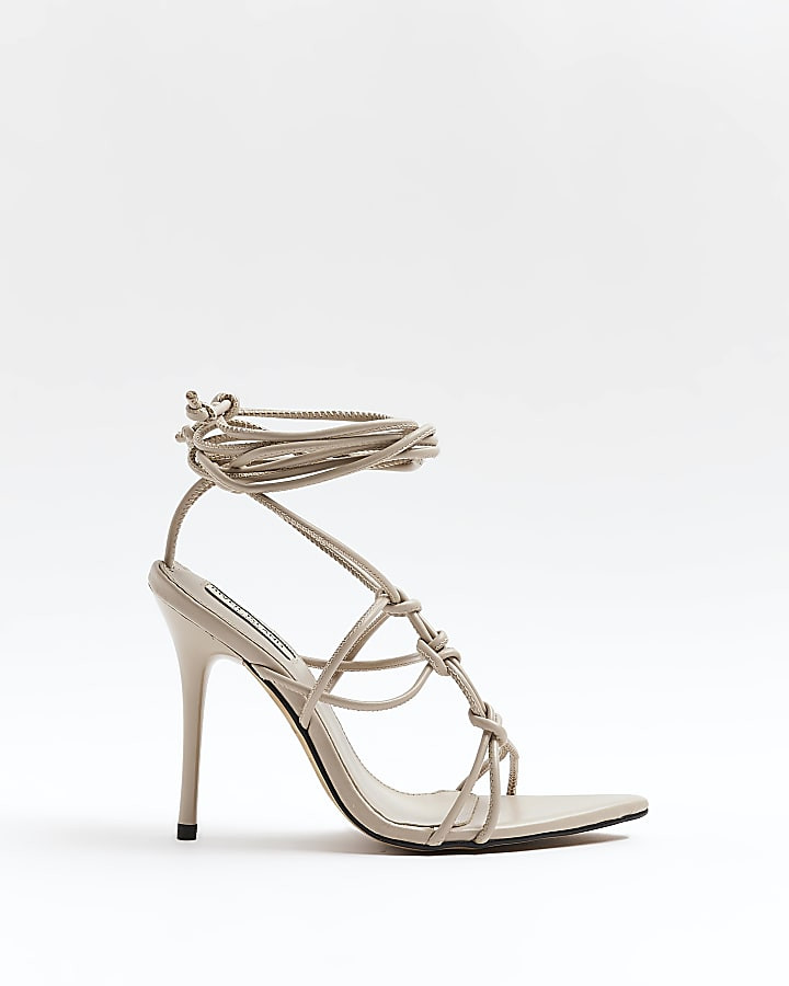 Pink leather heeled sandals | River Island (UK & IE)