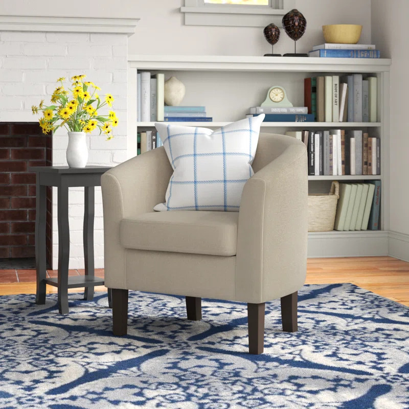 Munson 26.77" Wide Linen/Polyester Upholstered Barrel Chair | Wayfair North America