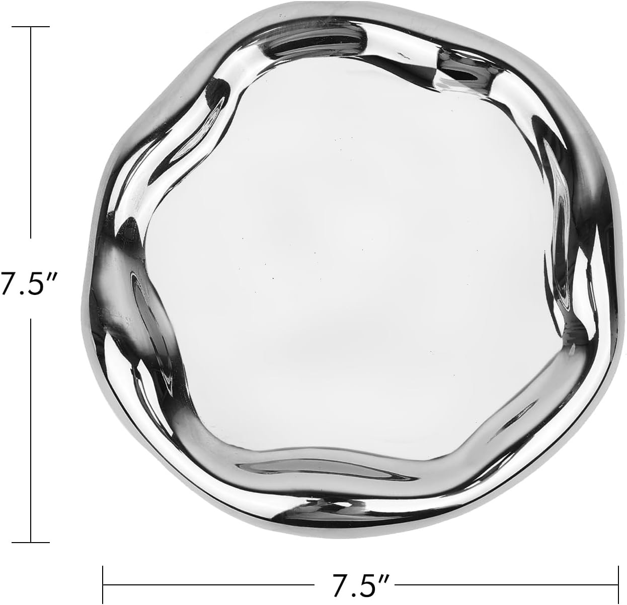 Silver Tray Decorative Vanity Tray Bathroom Tray Jewelry Dish Ceramic Silver Round Plate Holder M... | Amazon (US)