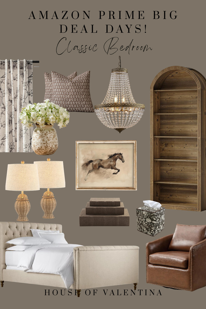 I am completely obsessed with this classic bedroom! It feels collected, layered, and timeless while still being incredibly warm and inviting. The mix of soft neutrals, rich wood tones, vintage-inspired florals, warm leather, and just a touch of sparkle from that chandelier is SO GOOD.

Amazon Prime Big Deal Days has some incredible finds right now, and I love how these pieces can completely transform a bedroom without making it feel overly designed. Give me beautiful bedding, a gorgeous statement light, layered patterns, and furniture that looks like it has a story to tell, and I’m happy!
 

 #LTKSeasonal #LTKHome #LTKSaleAlert