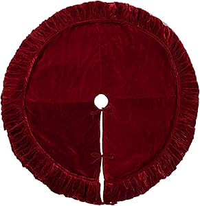 Vickerman 60" Plush Red Velvet Christmas Tree Skirt - Elegant Christmas Tree Skirt Large - Red Ch... | Amazon (US)