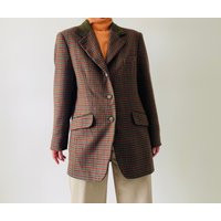 Vintage Pure Wool Brown Plaid Blazer, Preppy Blazer | Etsy (US)