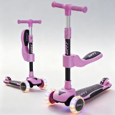 ZIFFY Scooter for Kids Age 3-5 6-12, 2-in-1 Toddler Scooter with Seat, Foldable, 3-Wheel, Light-Up, Adjustable Handlebar, Max 110 lbs | Target