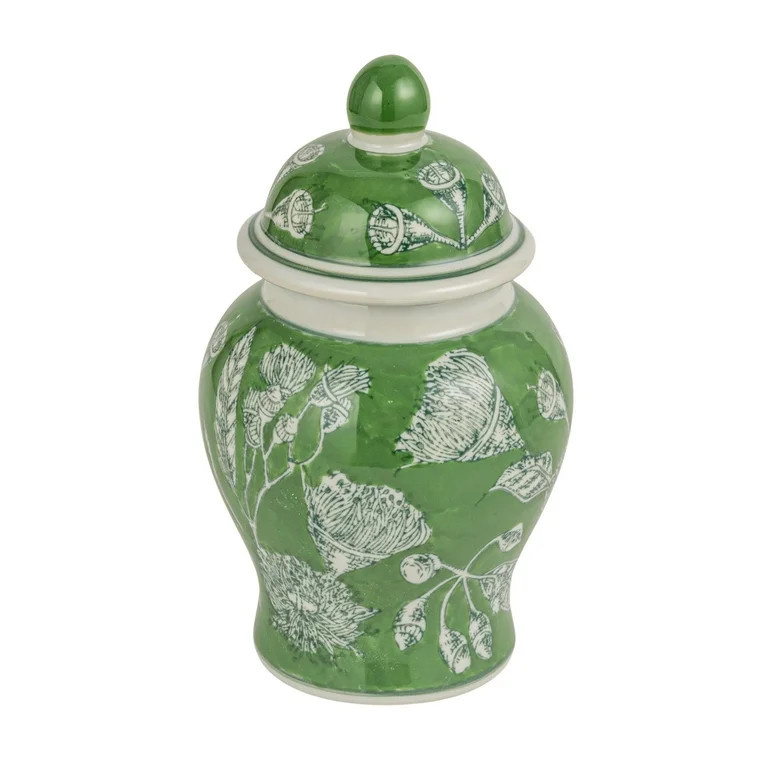Creative Co-Op Decorative Ceramic Ginger Jar with Domed Lid, Green | Walmart (US)