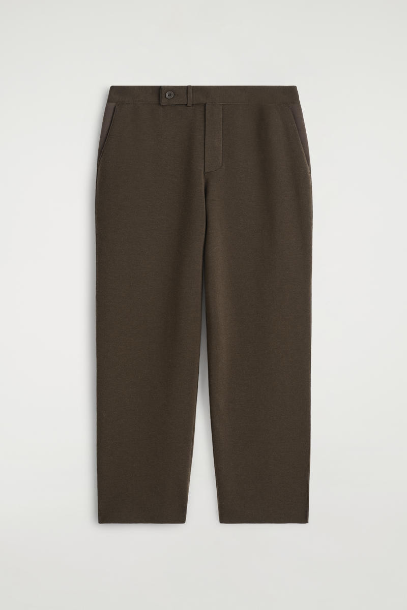 Knitted Wool Relaxed-Fit Straight-Leg Trousers in Brown | COS UK