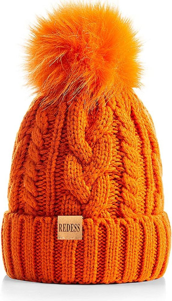 REDESS Women Winter Pompom Beanie Hat with Warm Fleece Lined, Thick Slouchy Snow Knit Skull Ski C... | Amazon (US)