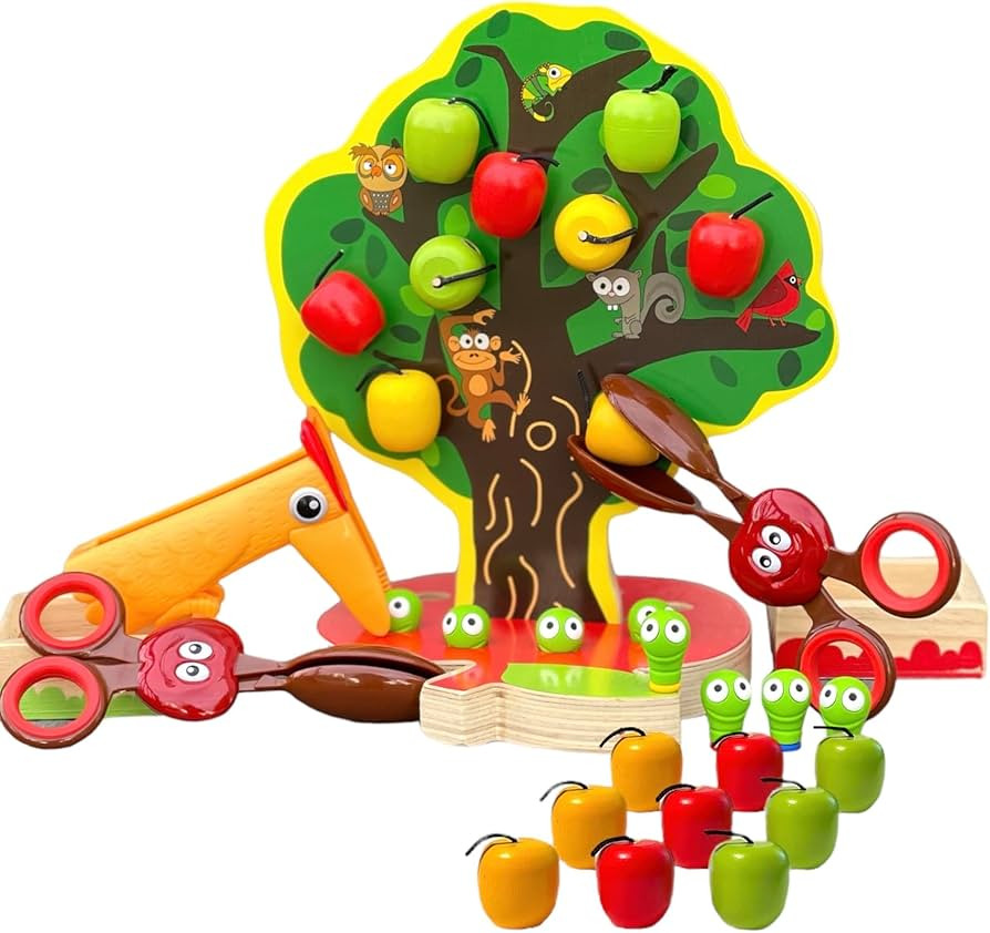 Apple Picking Magnetic Tree Toy, Scissor Skills Training With Tongs and Bird Tweezers, Preschool ... | Amazon (US)