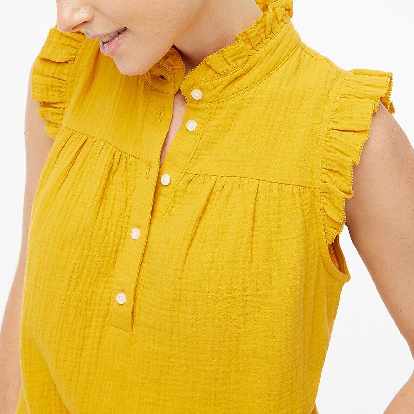 Gauze smocked ruffleneck top | J.Crew Factory