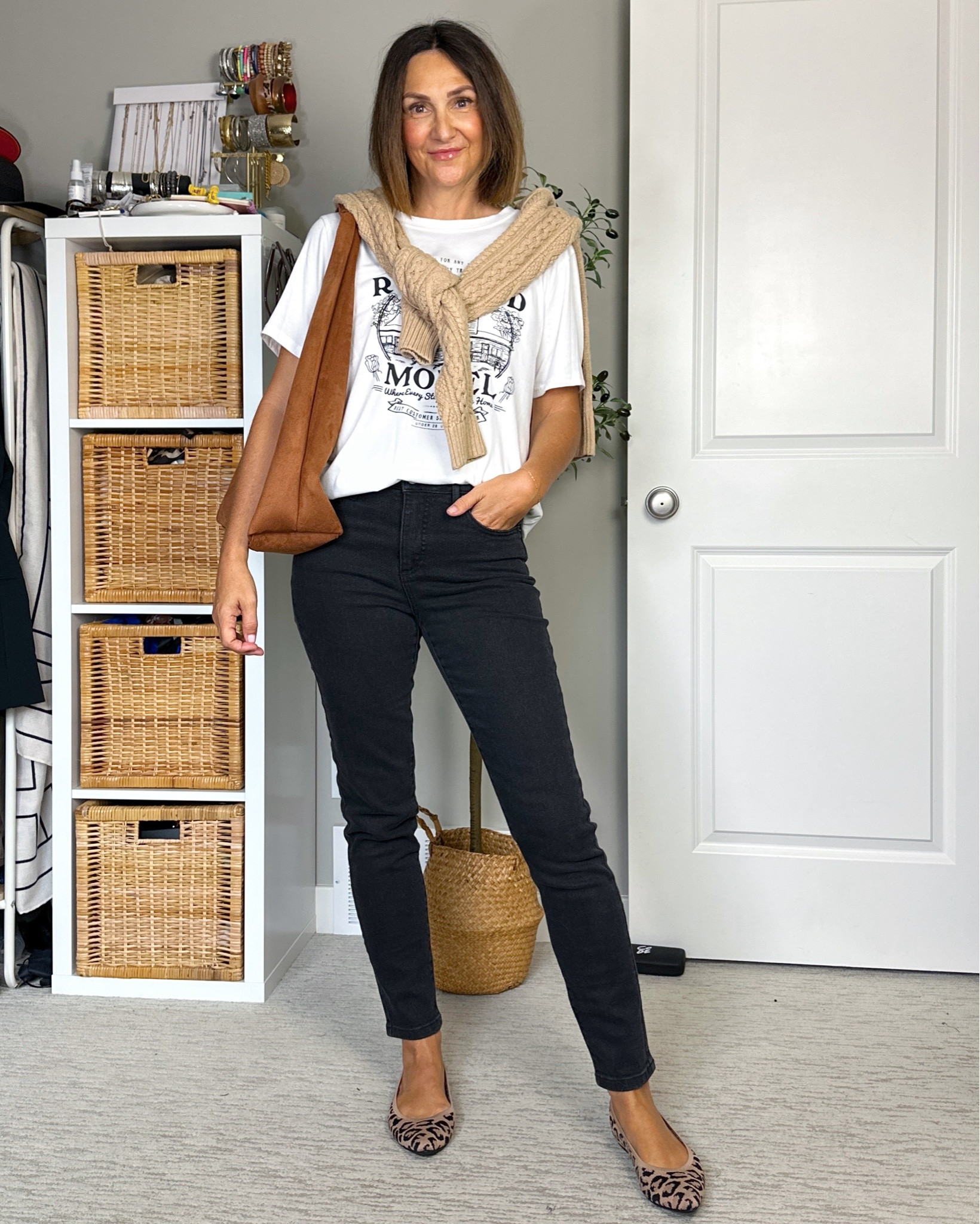 Skinny jeans are not dead! 
Wearing my usual size S, graphic tee also fits tts. Went up 1/2 size in the ballet flats since they don’t come in 1/2 sizes


#LTKStyleTip #LTKShoeCrush #LTKFindsUnder50