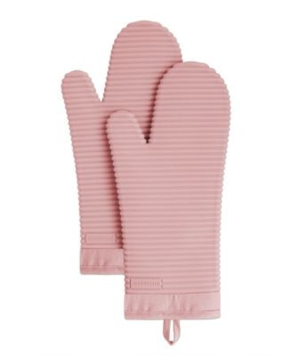 KitchenAid Ribbed Soft Silicone 2-Pc. Oven Mitt Set - Aqua Sky | Macy's