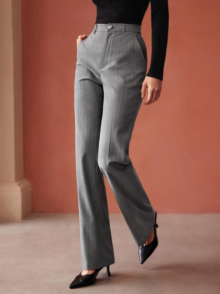 MOTF PREMIUM Pantalones de traje poliéster regular de pierna recta | SHEIN