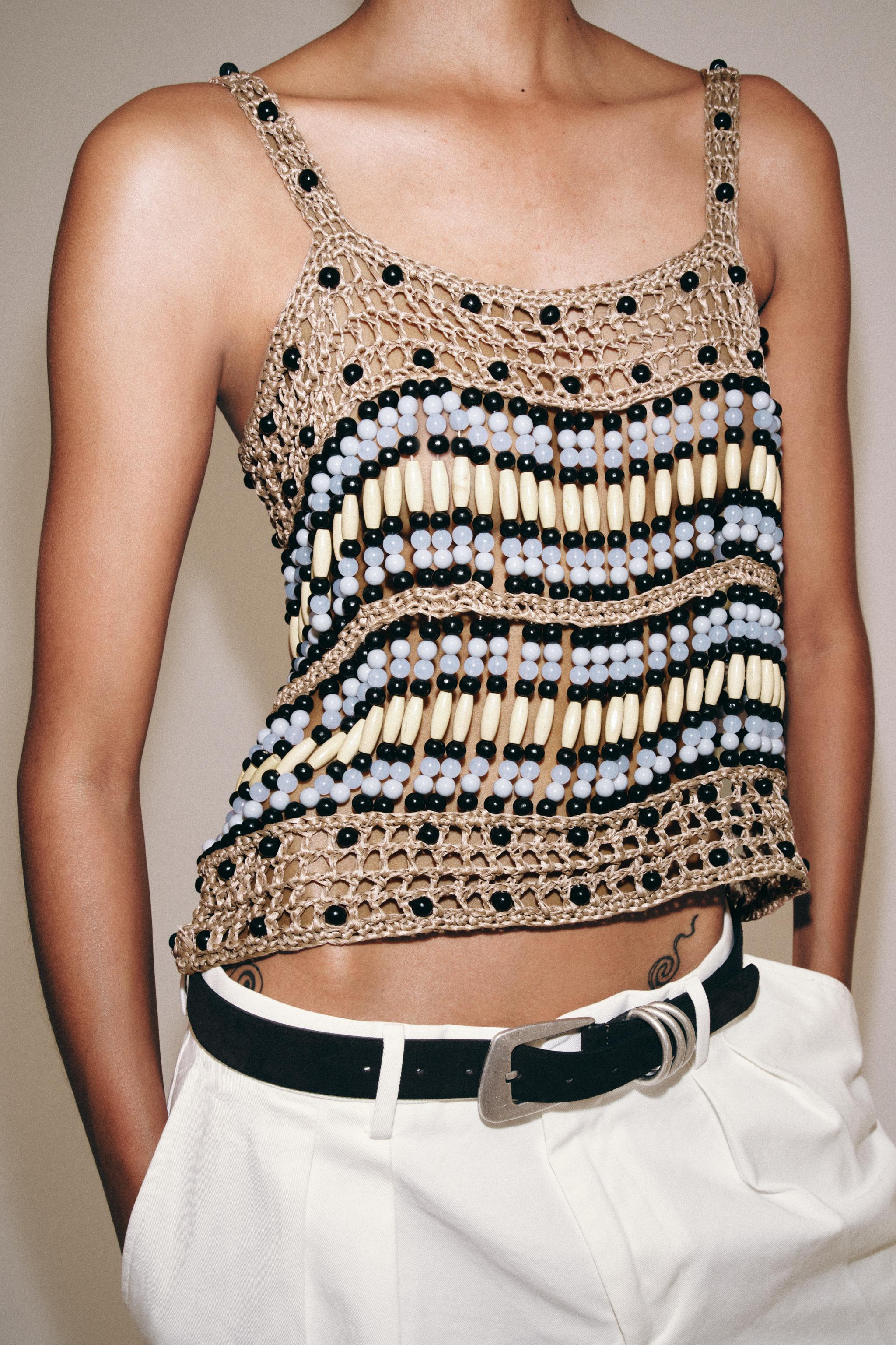 BEADED KNIT TOP | Zara US