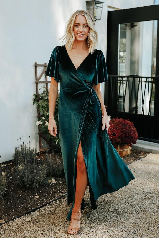Meghan Velvet Wrap Maxi Dress | Baltic Born