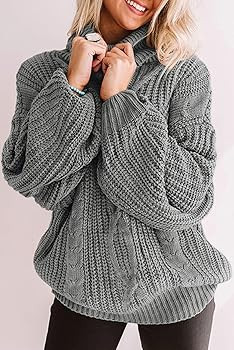 ZESICA Women's Long Sleeve Turtleneck Chunky Knit Loose Oversized Sweater Pullover Jumper Tops | Amazon (US)