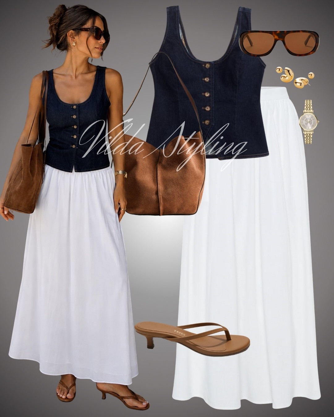 Denim meets summer elegance 🤍 A chic denim top paired with a flowy white maxi skirt and warm brown accessories for an effortless everyday look.

denim top outfit, white maxi skirt, summer outfit, casual chic, effortless style, denim and white outfit, elevated basics, minimalist fashion, classy summer look, brown accessories, chic everyday outfit, timeless style, summer fashion inspiration

#LTKsummer #LTKstyletip #LTKFashionMonth