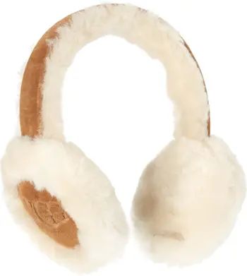 Logo Embroidered Genuine Shearling Earmuffs | Nordstrom