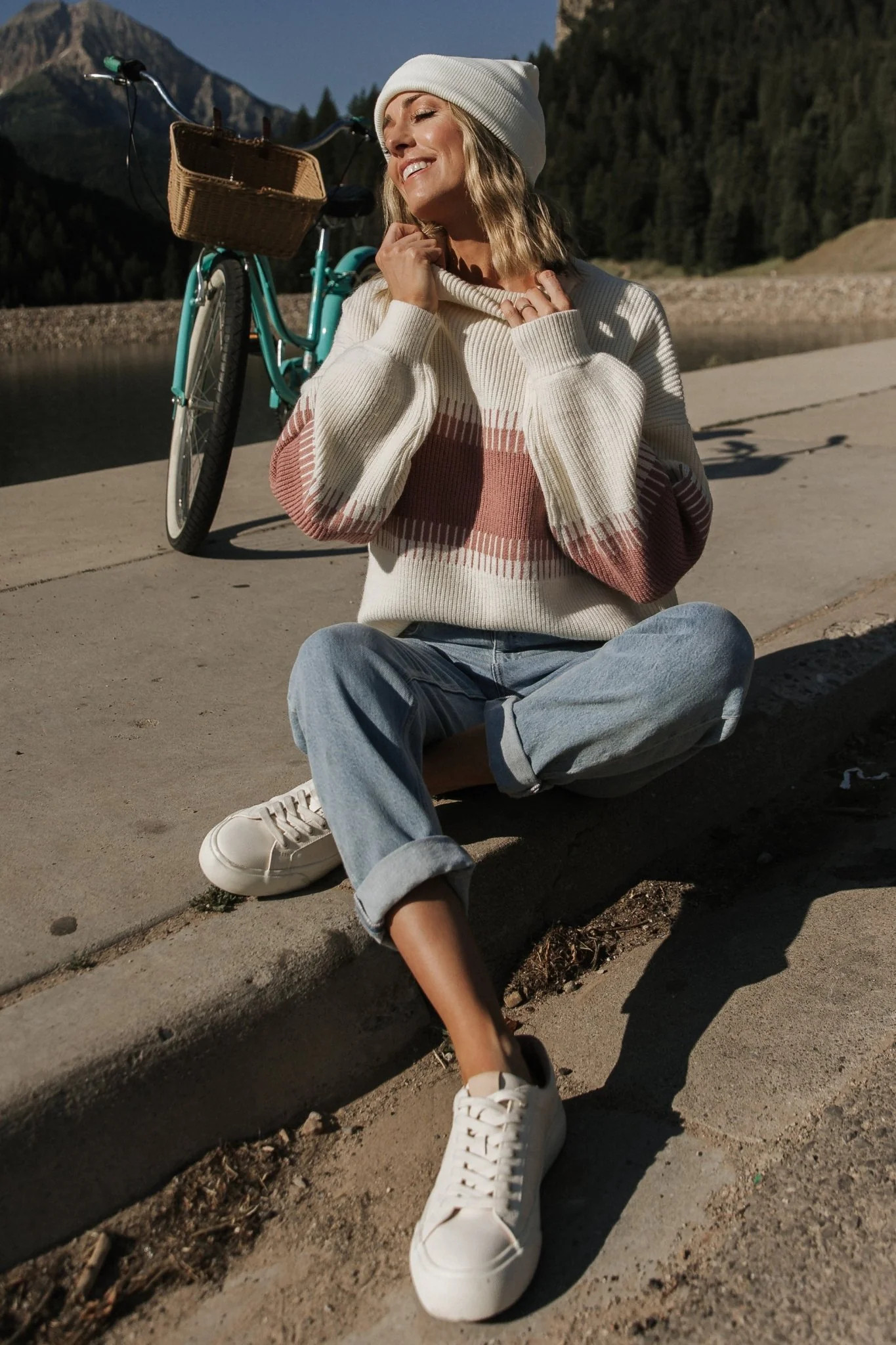 Antonov Turtle Neck Sweater | Mauve + Cream | Baltic Born