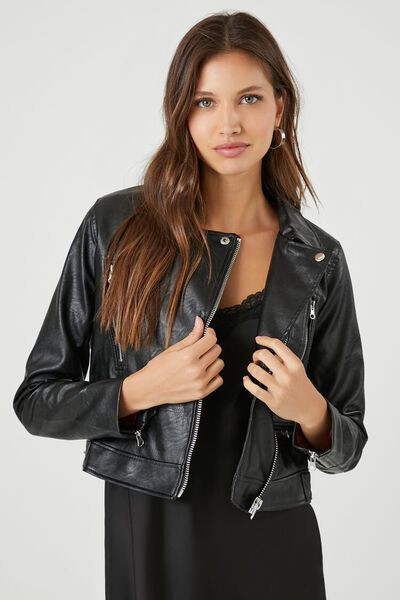 Faux Leather Cropped Moto Jacket | Forever 21 (US)