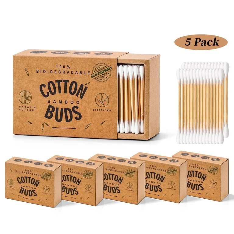 1000 Count Bamboo Cotton Swabs, Round Double-headed Cotton Buds Wooden Sticks for Makeup，Ear Cl... | Walmart (US)