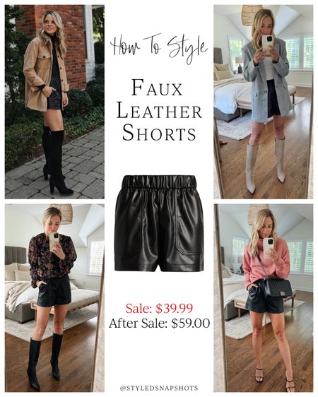 Faux leather shorts on sale for $39, normally $59 and come in 2 colors. I wear size small 

fall outfit, date night 

#LTKSeasonal #LTKxNSale #LTKunder50