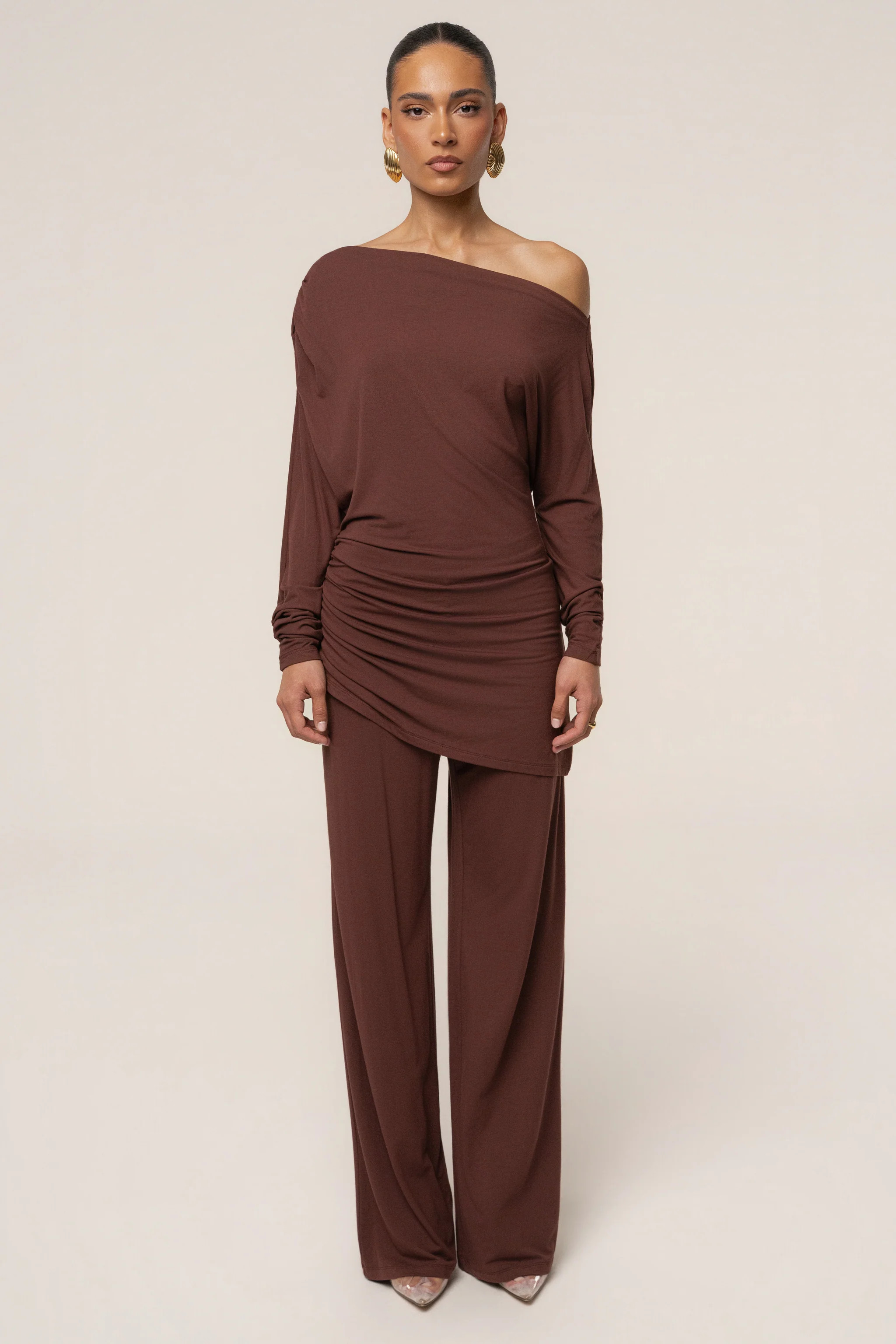 Brown Winter Soir\u00e9e Pant Set | JLUXLABEL US
