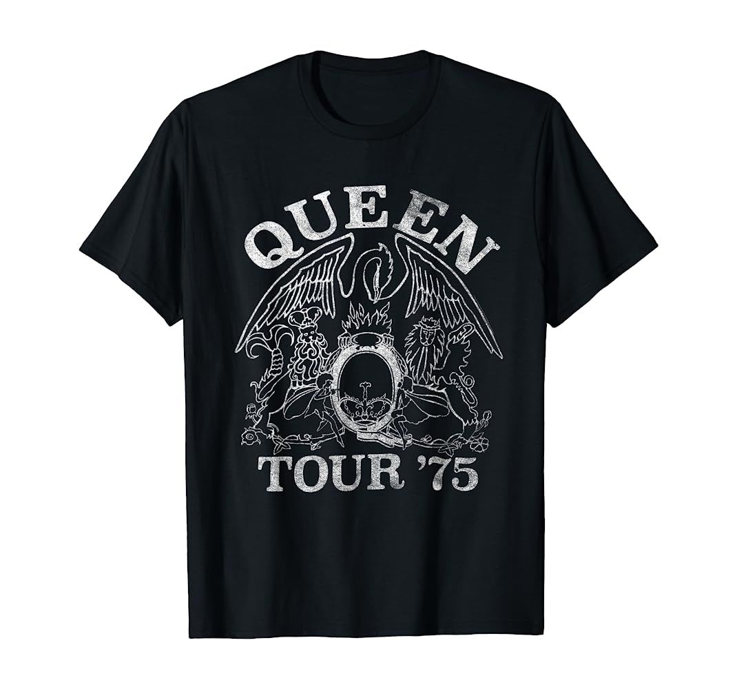 Queen Official Tour 75 Crest Logo T-Shirt | Amazon (US)