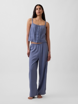 Linen-Blend Lace-Hem PJ Pants | Gap (US)