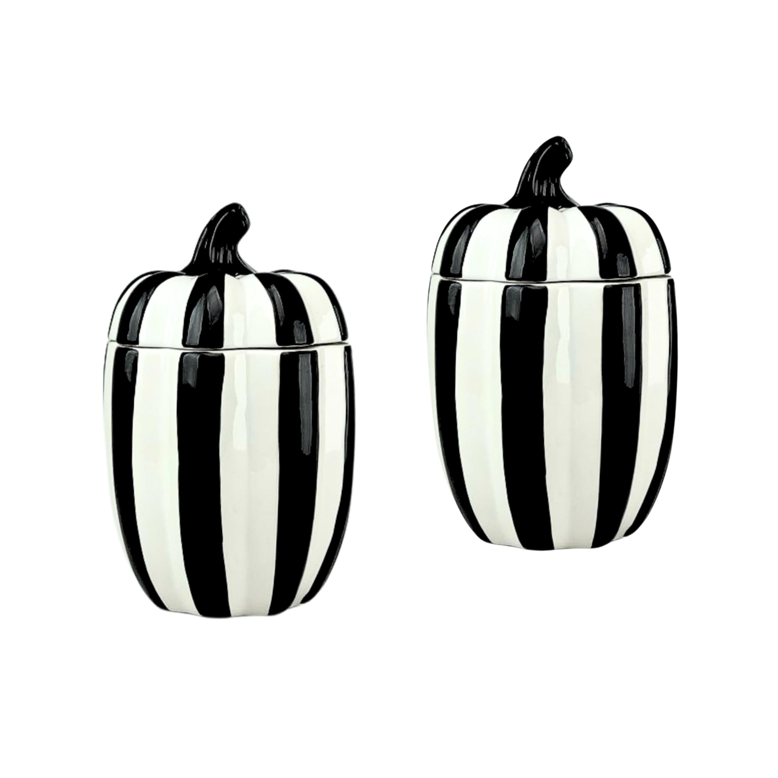 10 Strawberry Street Pumpkin Patch Gourd Canister, Large, Black & White Striped, Set of 2 | Amazon (US)