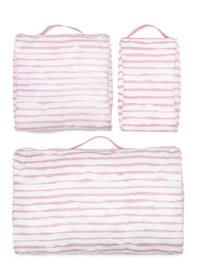 kate spade new york Goddess Stripe Packing Cube Set, three nylon packing cubes with mesh windows