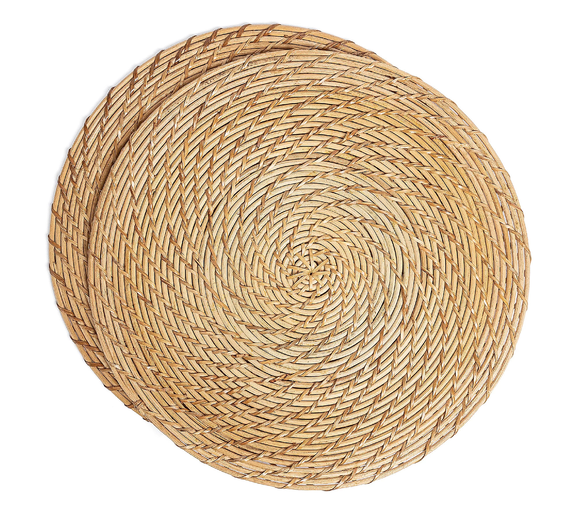 over&back Set of 2 Natural Rattan Round Placema ts - Hand-Made | QVC