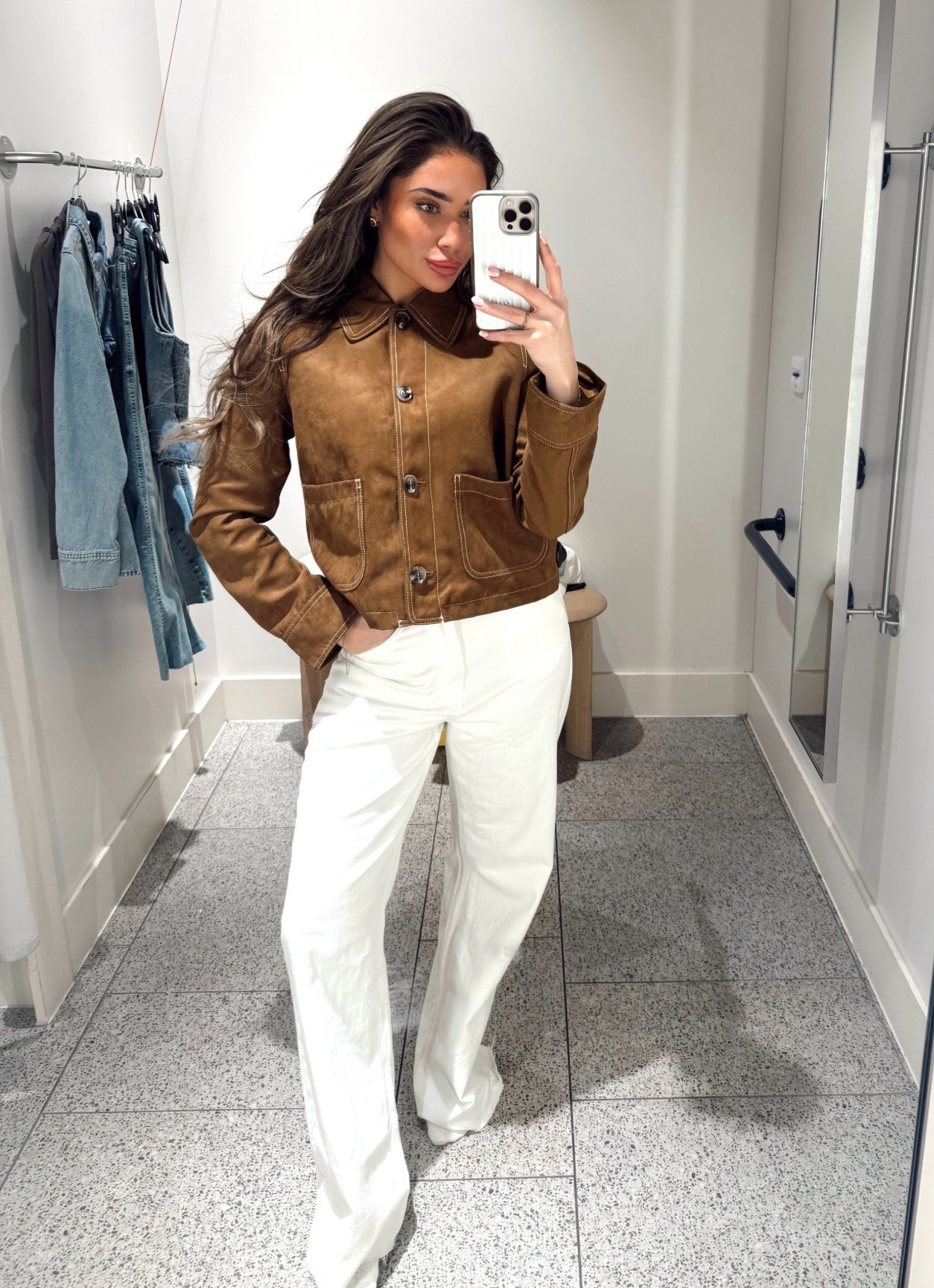 What a beautiful versatile suede tan jacket. Perfect for throwing on with anything! I wear size S but could definitely size up to fit thicker items underneath 

#LTKjeans #LTKuk #LTKwinter