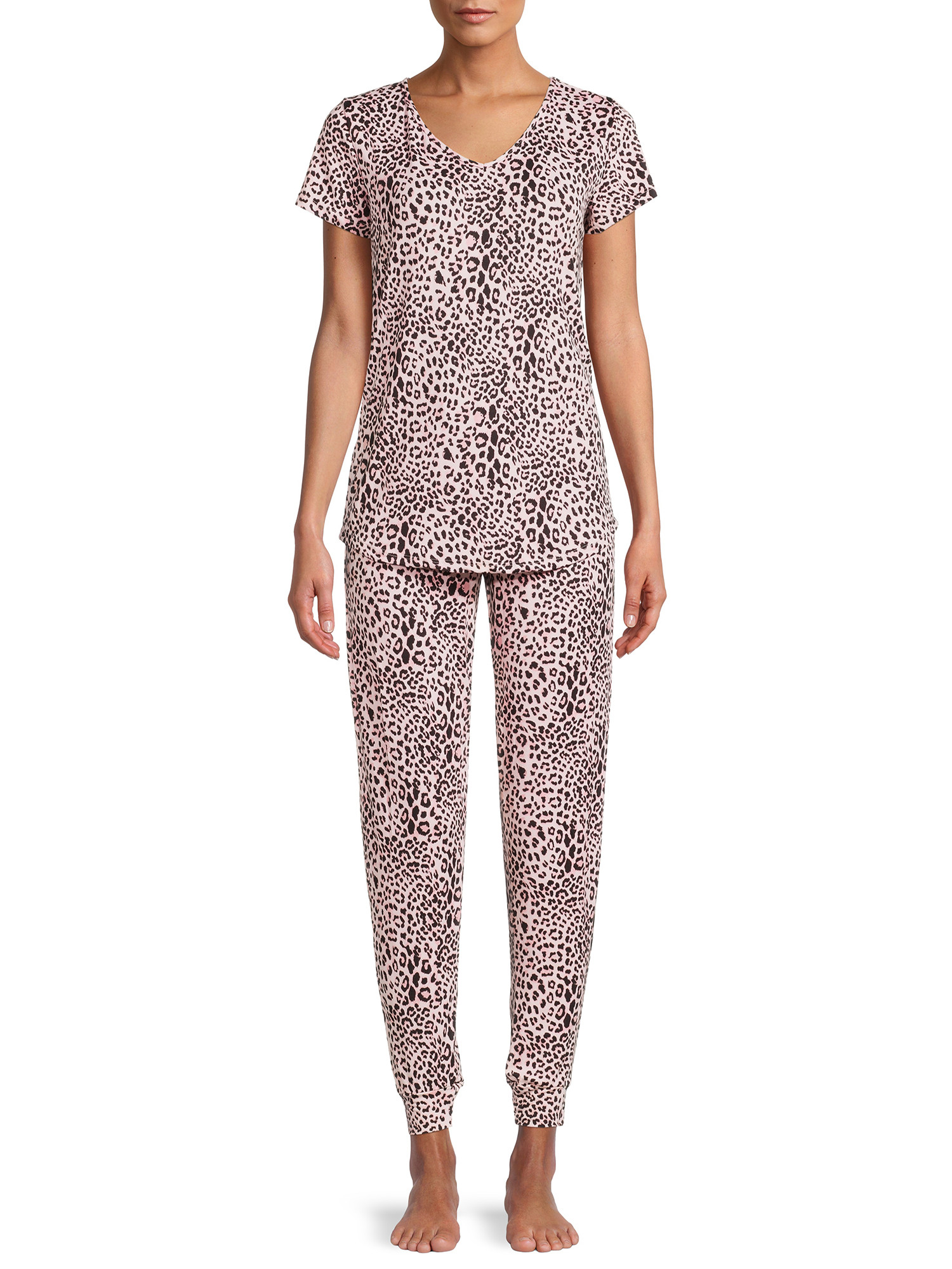 Catherine Malandrino Women's and Women's Plus V-Neck T-shirt and Jogger Set, 2-Piece | Walmart (US)