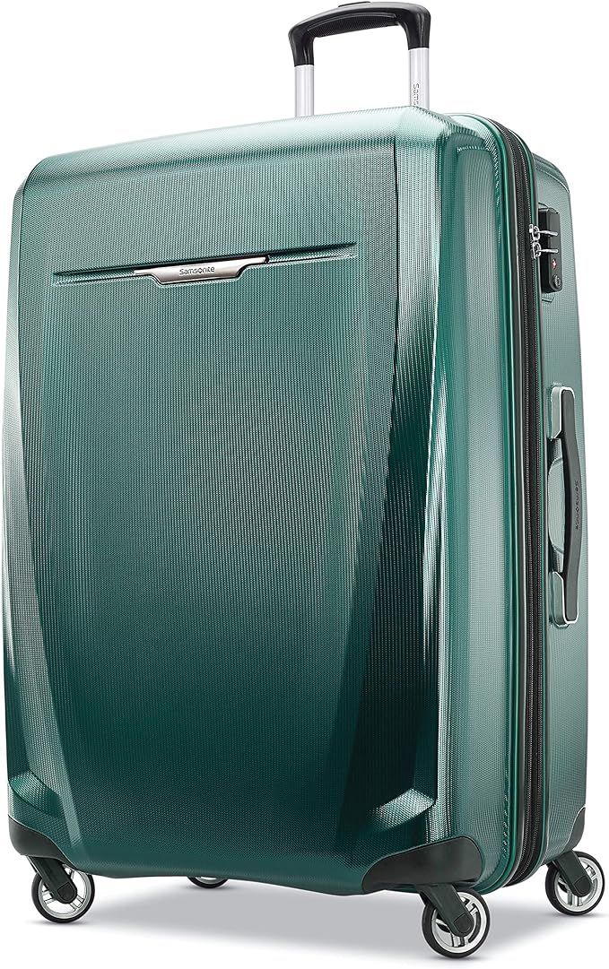 Amazon.com | Samsonite Winfield 3 DLX Hardside Expandable Luggage with Spinners, Navy, Checked-La... | Amazon (US)