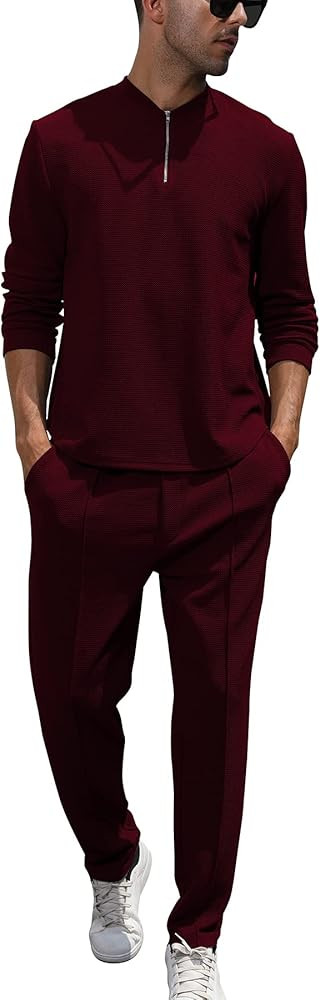 FZNHQL Fashion Men's Tracksuits 2 Piece Casual Athletic Jogging Outfits Short/Long Sleeve Track S... | Amazon (US)