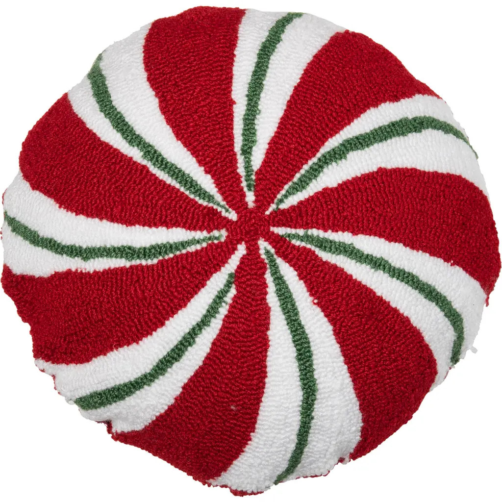C&F Home Christmas Peppermint Shaped Hooked Pillow in Red at Nordstrom, Size 16X16 | Nordstrom