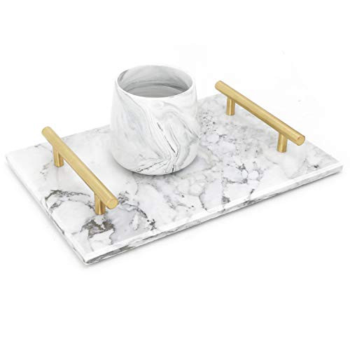 LUANT Marble Stone Decorative Tray for Counter, Vanity, Dresser, nightstand, or Desk, Dimension 11-2 | Amazon (US)