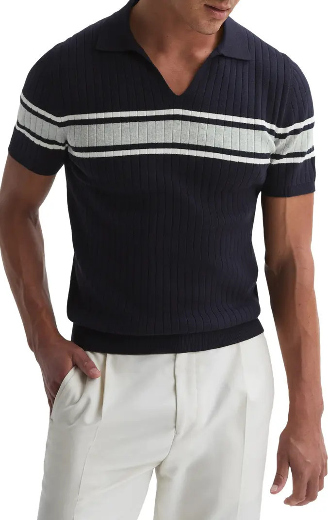Reiss Billingsgate Rib Cotton Blend Polo | Nordstrom | Nordstrom