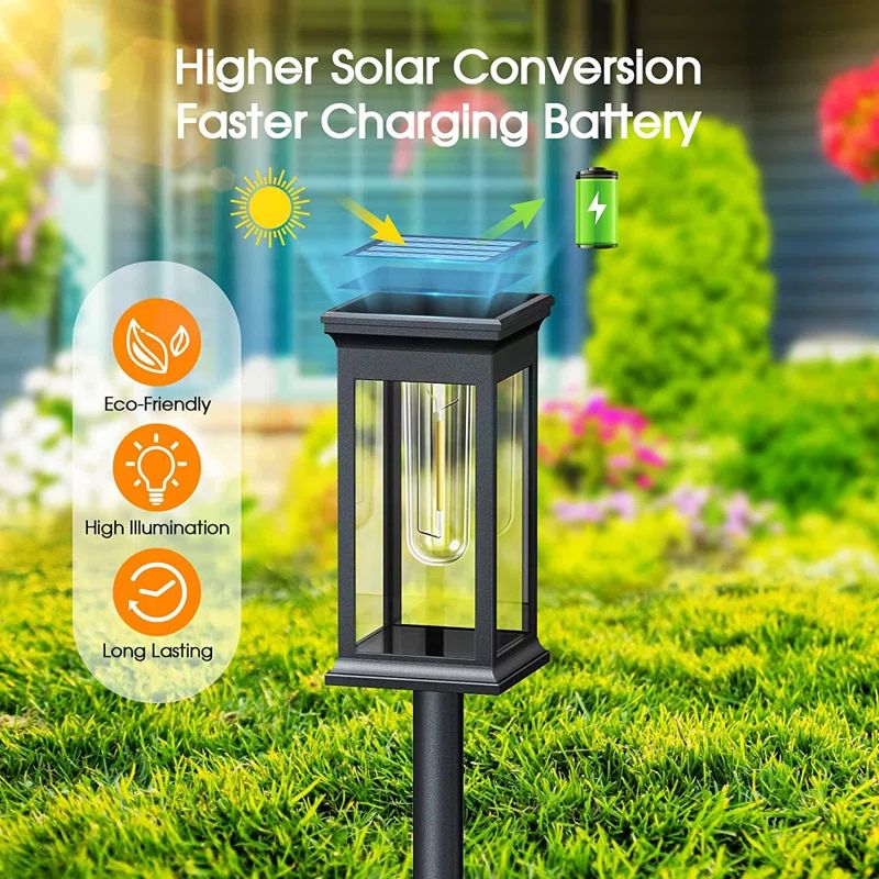 Black Low Voltage Solar Powered Integrated LED Pathway Light Pack (Set of 4) | Wayfair Professional