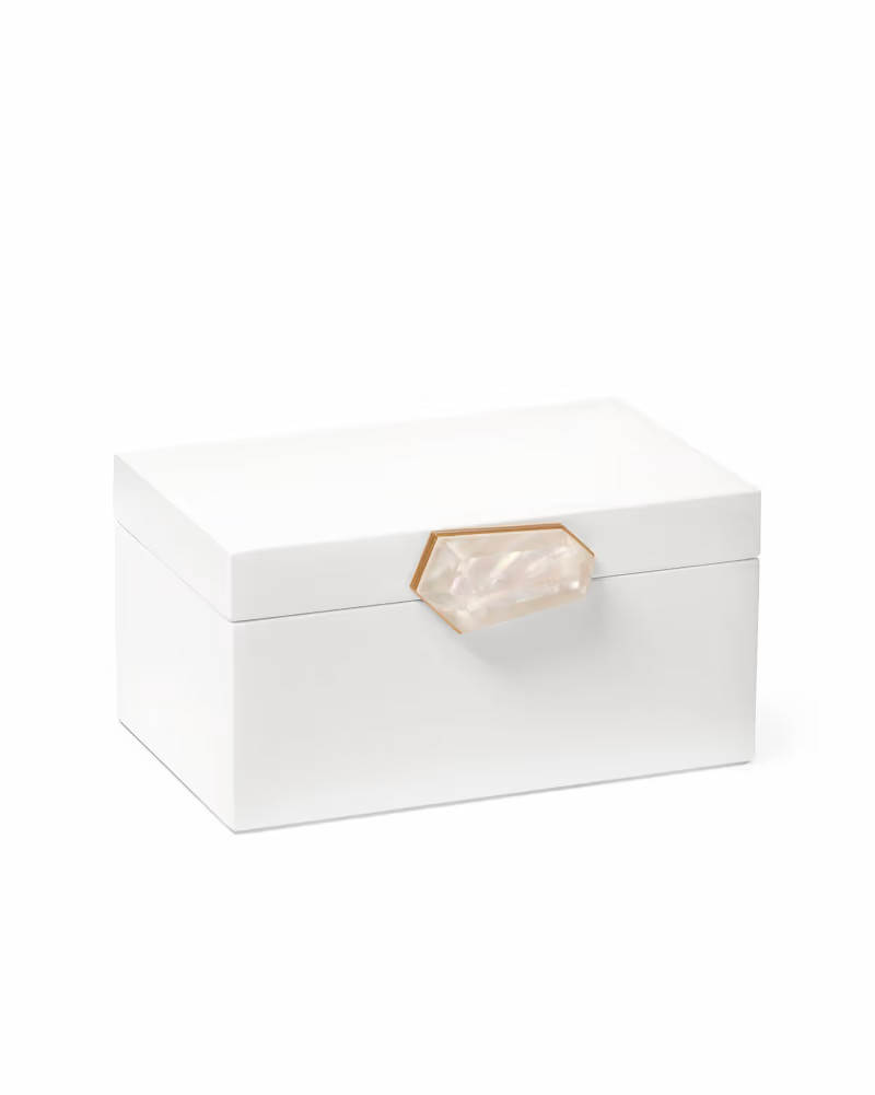 Small Jewelry Box in White Laquer with Ivory Mother-of-Pearl | Kendra Scott